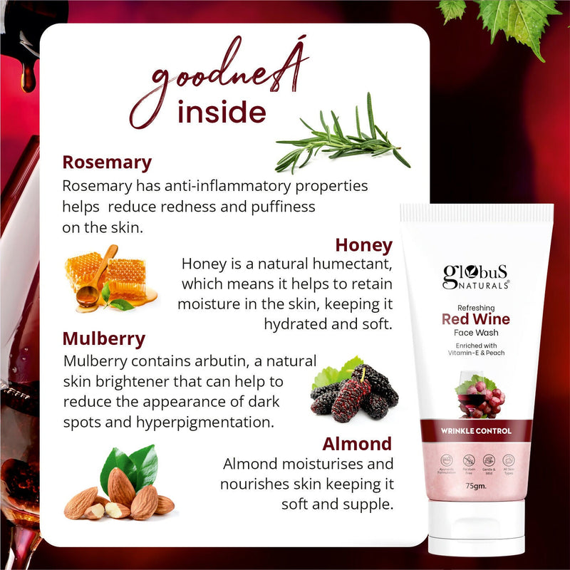 Globus Naturals Red Wine Hydrating Face Wash