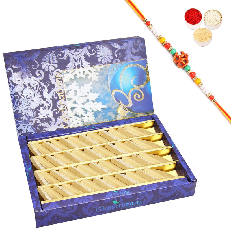 Ghasitaram Pure Kaju Katlis Box With Pearl Beads Rakhi