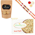 Ghasitaram Soan Papdi and Methi Mathi With 2 Pearl Beads Rakhis