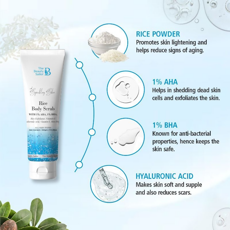 The Beauty Sailor Sparkling Skin Rice Body Scrub For Glowing Skin