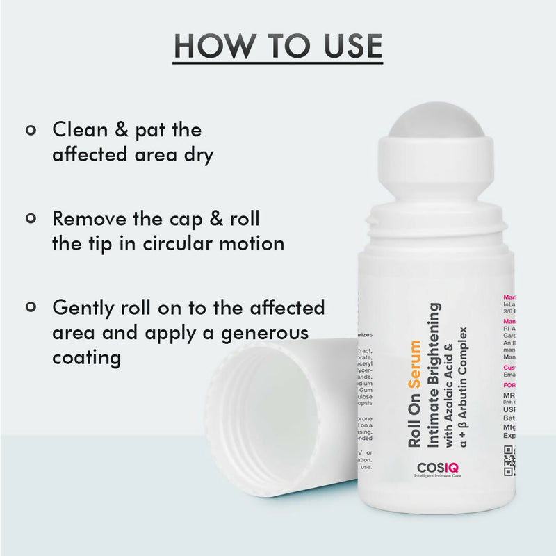 Cos-IQ Intimate Brightening Roll-On Serum, With Azelaic Acid & Alpha + Beta Arbutin Complex