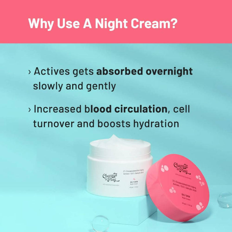 Chemist At Play Oily Skin Night Cream For Oily & Acne-Prone Skin, Controls Excess Sebum