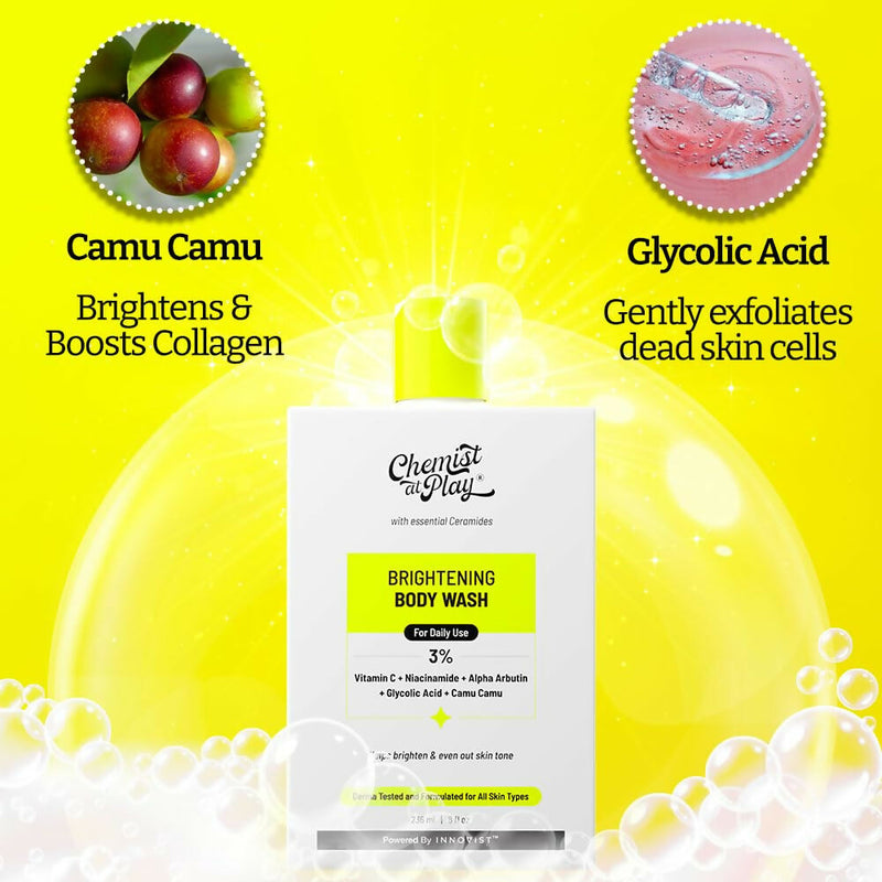 Chemist At Play Brightening Body Wash for Reduces Fades Dark Spots, Evens out Skin Tone Vitamin C with Camu Camu