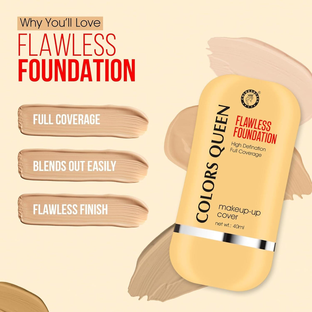 Colors Queen Flawless Foundation – 04 Natural Nude