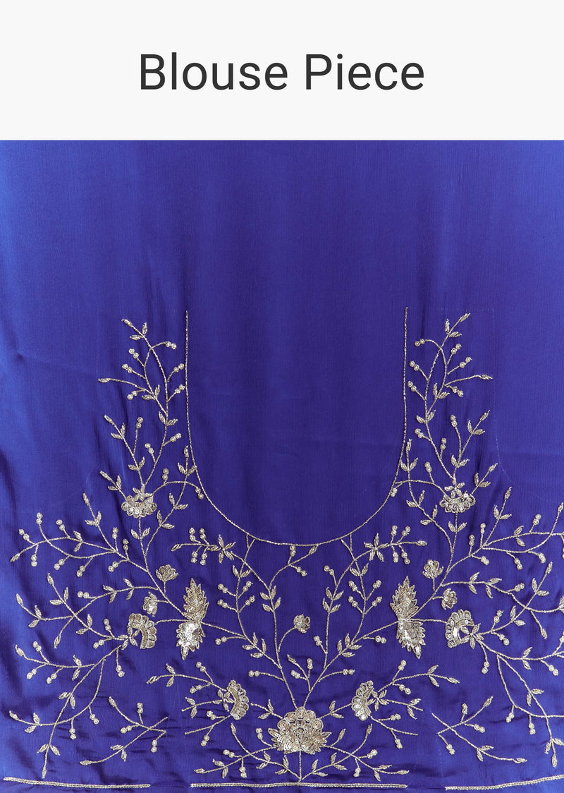 Royal Blue Satin Bridesmaid Lehenga With Heavy Embroidery