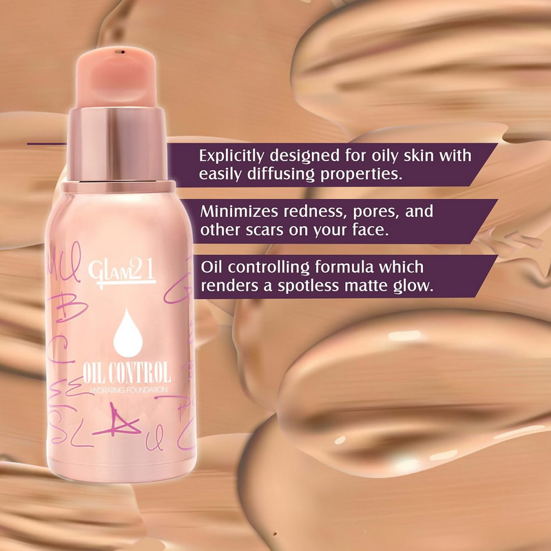 Glam21 Oil Control Hydrating Foundation - 04 Almond