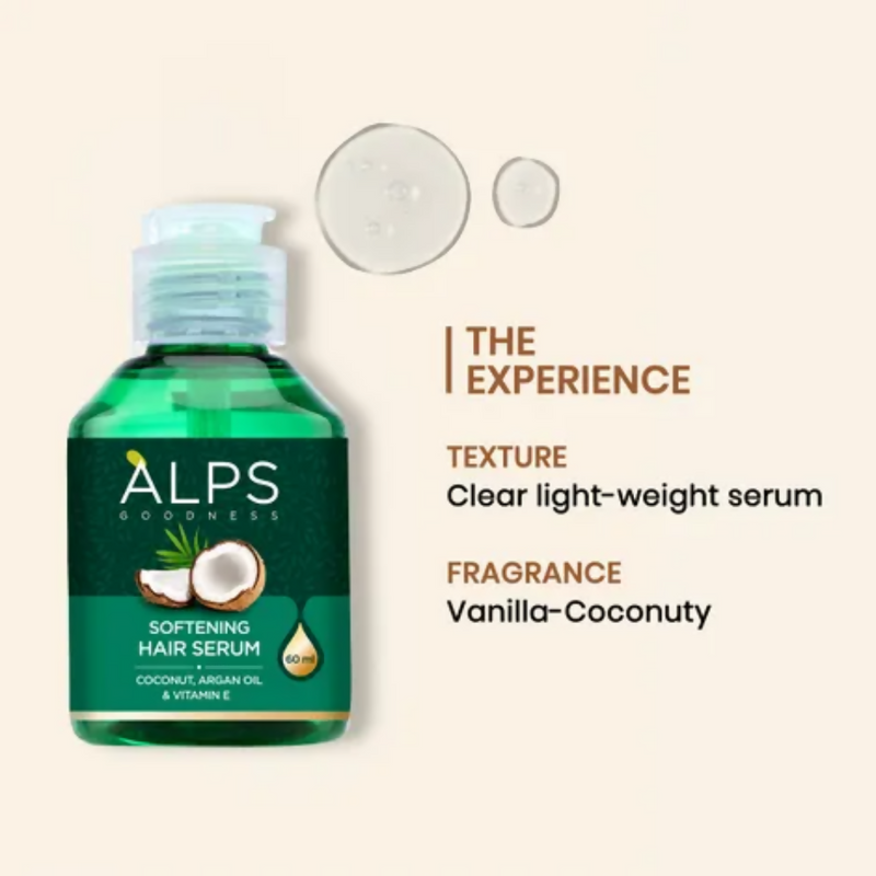 Alps Goodness Softening Hair Serum with Coconut, Argan Oil & Vitamin E