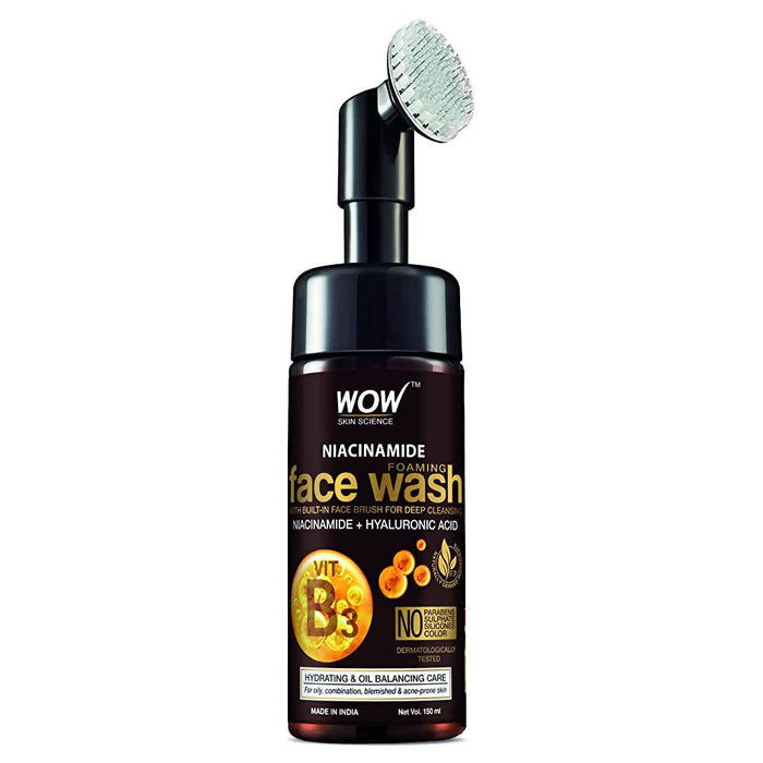 Wow Skin Science Niacinamide Foaming Face Wash With Built-In Brush