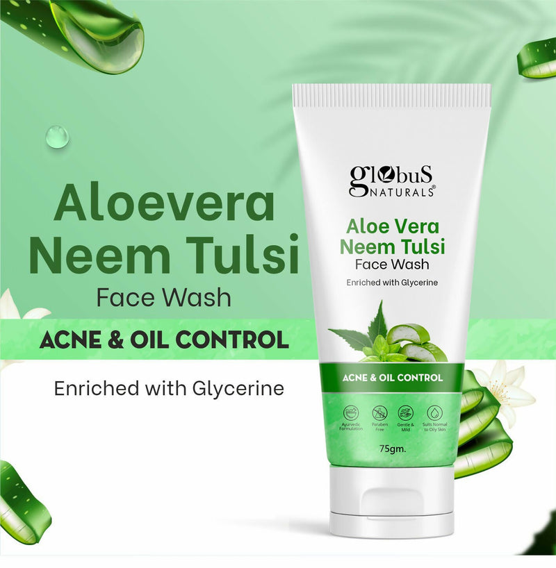 Globus Naturals Aloe vera Neem Tulsi Enriched With Glycerin & Oil Control Formula