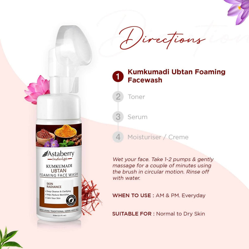 Astaberry Indulge Kumkumadi Ubtan Foaming Face Wash
