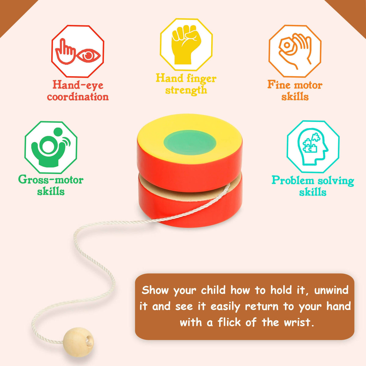 Matoyi Color Bowling Pin & Rainbow Stacker & Yoyo For Kids