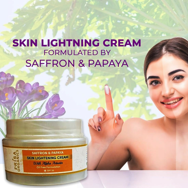 Prisa Organics Saffron & Papaya Skin Lightening Cream With Alpha Arbutin SPF 20