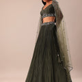 Olive Green Lehenga With Embroidered Blouse And Dupatta