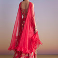 Pink Crepe Bridesmaid Lehenga With Floral Print