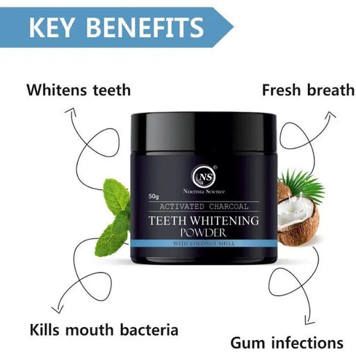 Nuerma Science Activated Charcoal Teeth Whitening Powder with Coconut Shell
