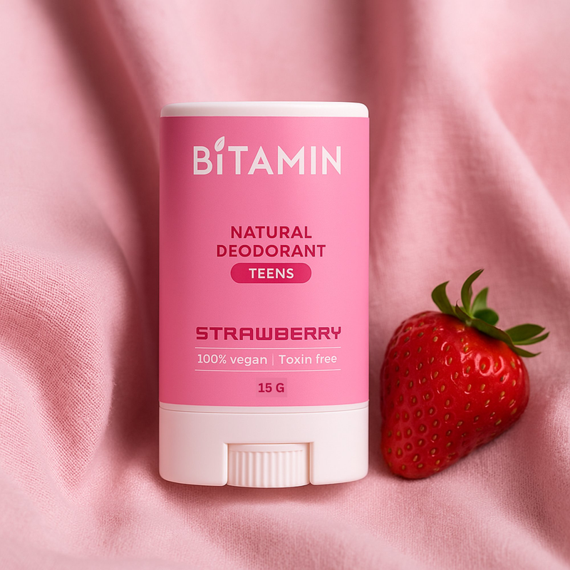 Bitamin Strawberry Teens Natural Deodorant Roll On Stick
