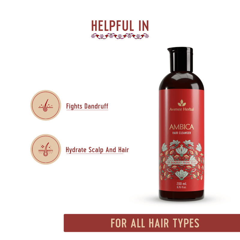 Avimee Herbal Ambica Hair Cleanser Fights Dandruff & Moisturizes Scalp Naturally, With Aloe Vera, Apple Cider Vinegar, Tea Tree, Neem Oil