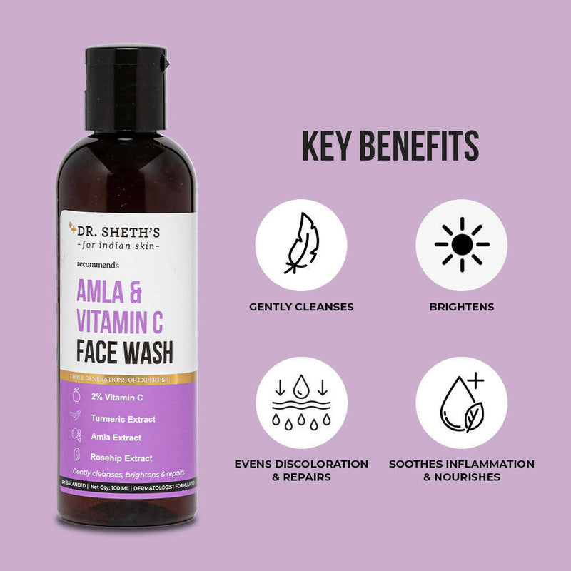 Dr. Sheth's Amla & Vitamin C Face Wash Cleanses & Brightens With Turmeric, Amla & Rosehip Extract