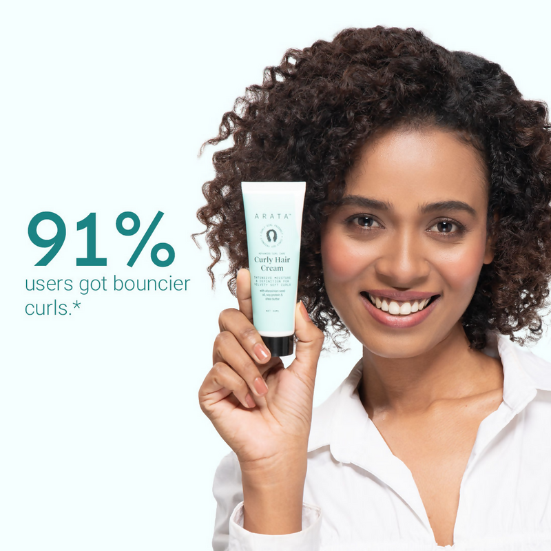 Arata Curly Hair Cream For Definition With Abyssinian Seed Oil