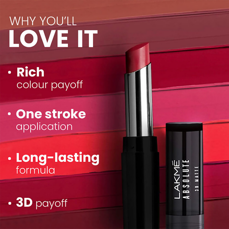 Lakme Unreal 3D Slim Bullet Lipstick, For Glamorous Lips With Added Dimension, Matte, Wine Flair
