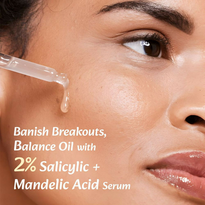 Wild Oak Anti Acne & Oil Control Face Serum 3X Power of 2% Salicylic Mandelic & Azelaic Acid, Anti-Acne Pore Cleansing & Skin Exfoliation