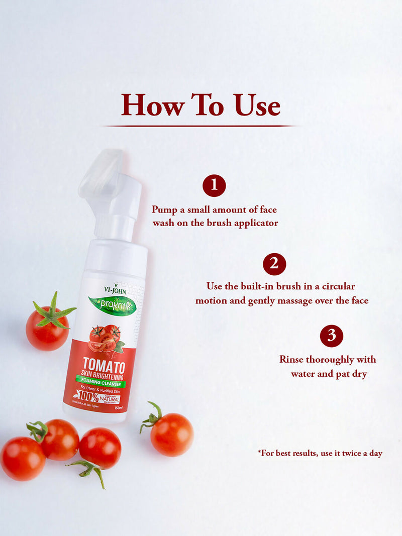 VI-JOHN Prakritik Tomato Skin Brightening geling For Detans,100% Natural Bio Actives Face Wash