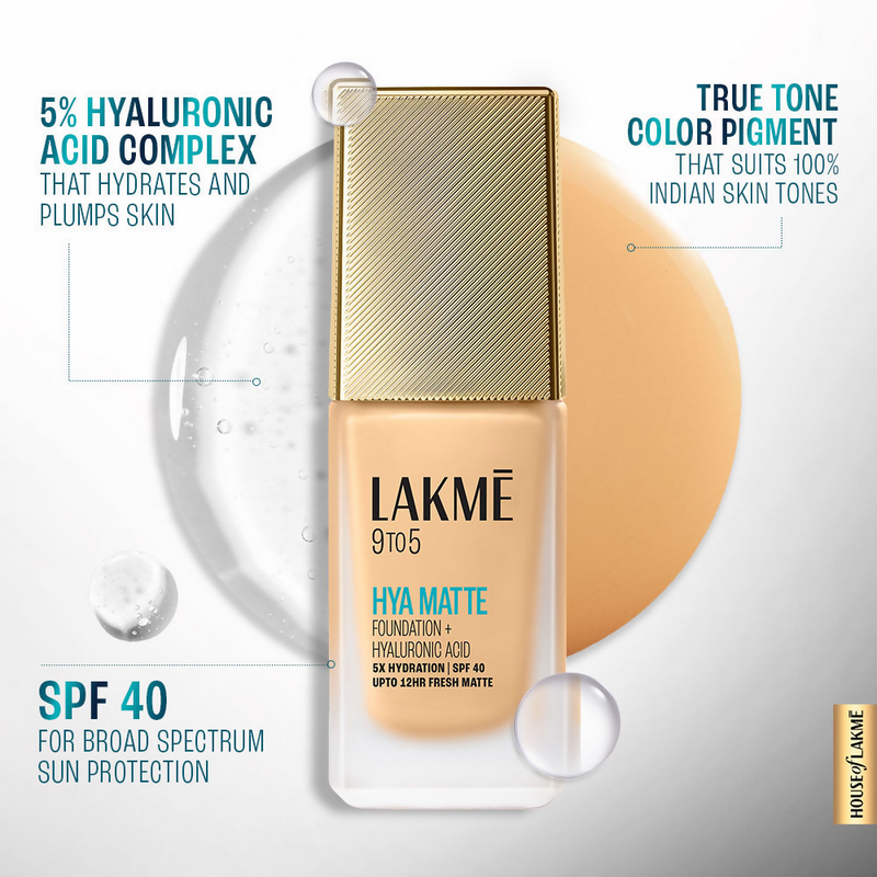 Lakme 9to5 Hya Matte Foundation + Hyaluronic Acid - Warm Wood