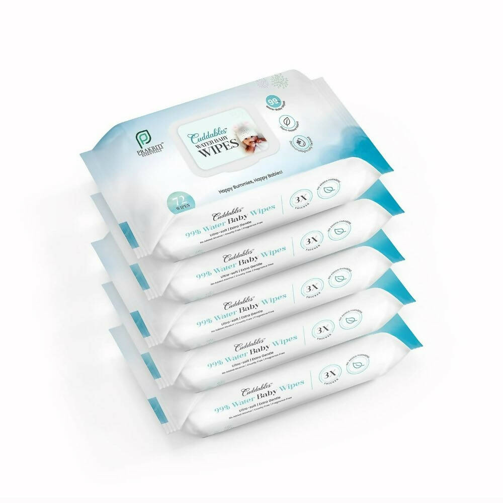 Cuddables 99% Water Baby Wipes - Natural Plant Made Cloth Wipes | 360 pcs Wet Baby Wipes (360 Wipes)