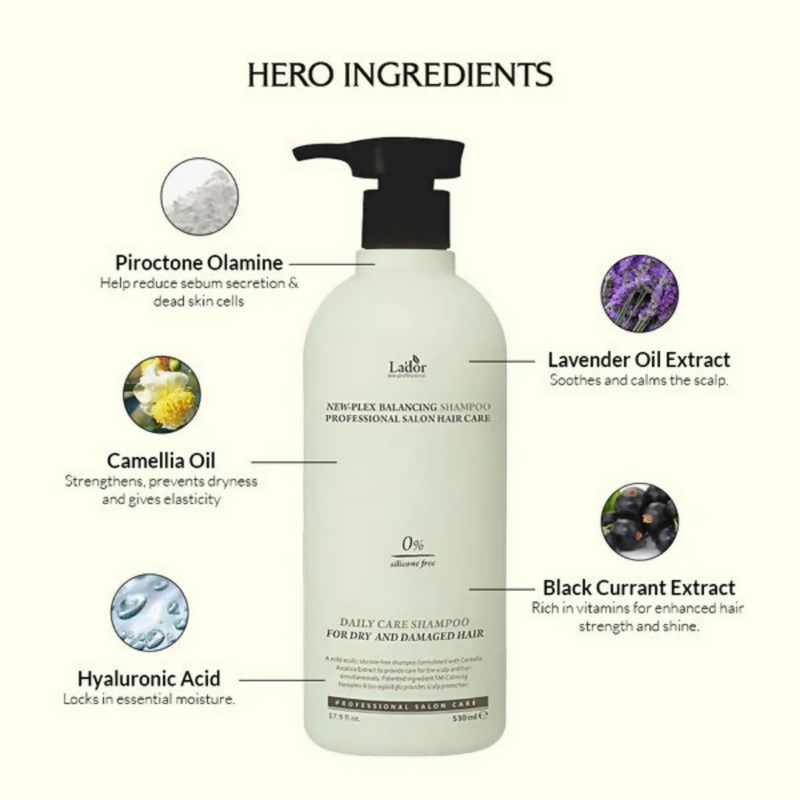La'dor Newplex Balancing Shampoo - Scalp Soothing Korean Shampoo for Dry Hair