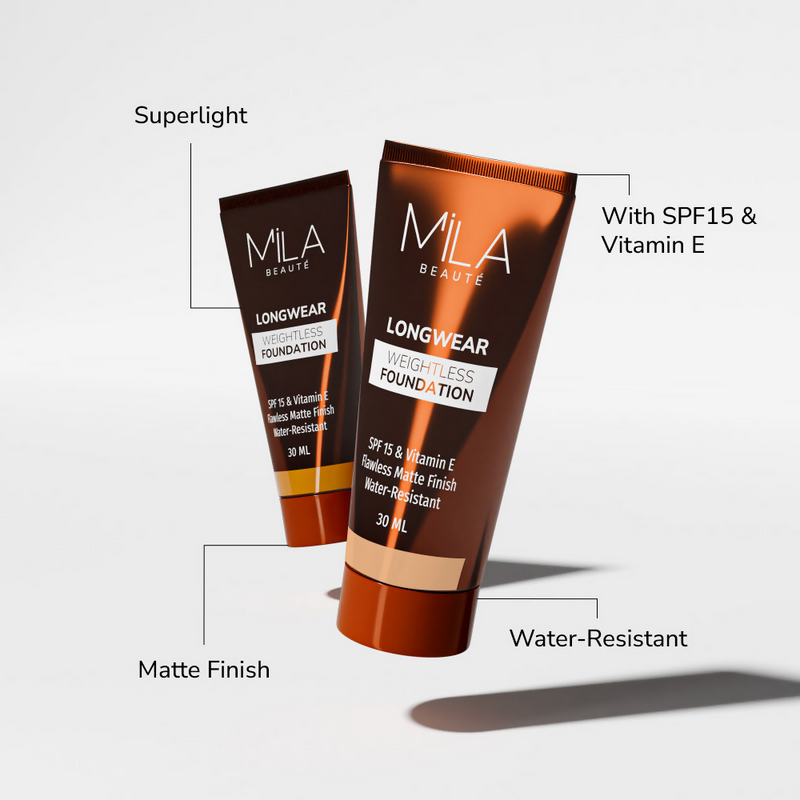 Mila Beaute Longwear Weightless Matte Finish Foundation with SPF 15 - Beige