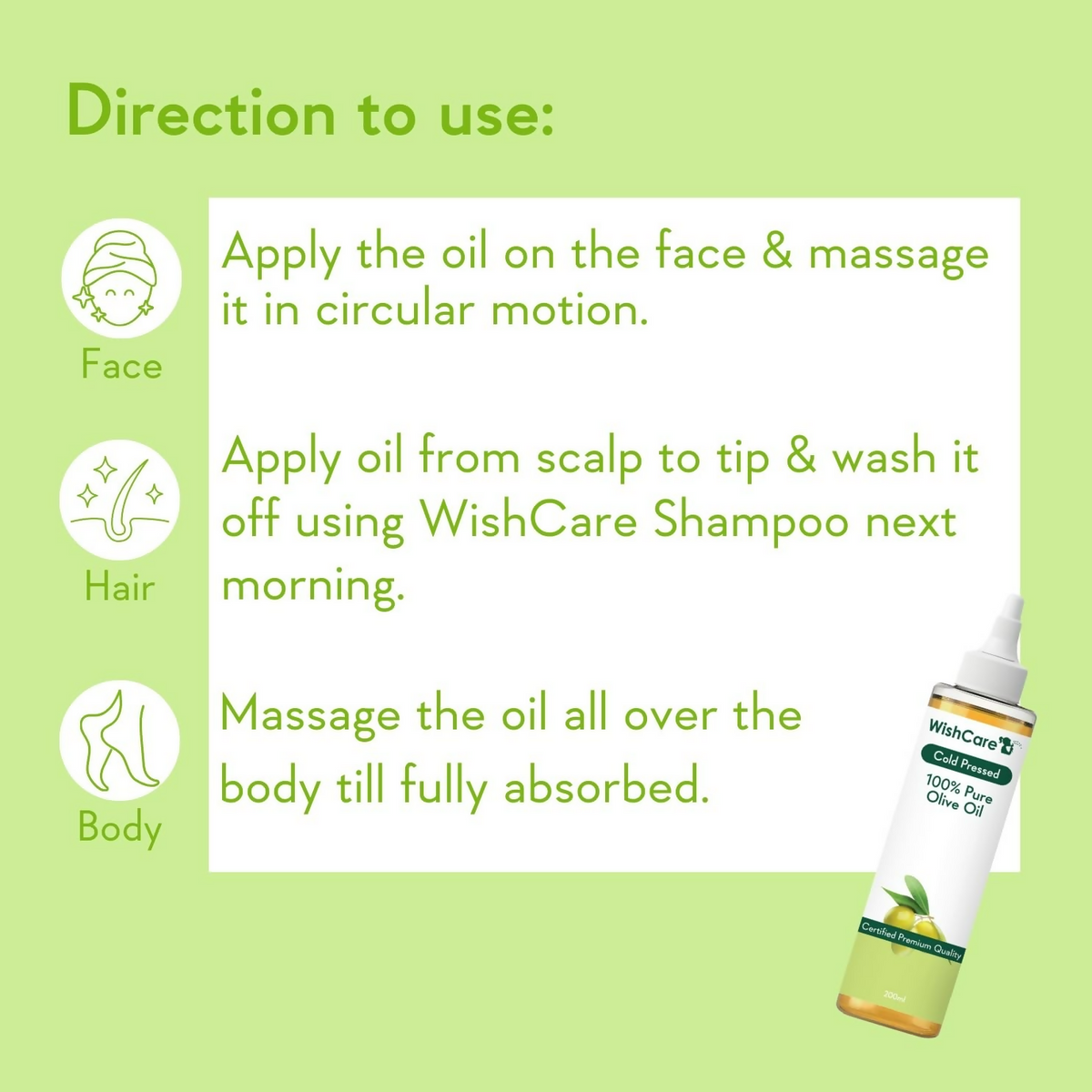 WishCare100% Pure Premium Cold Pressed Olive Oil For Hair & Skin