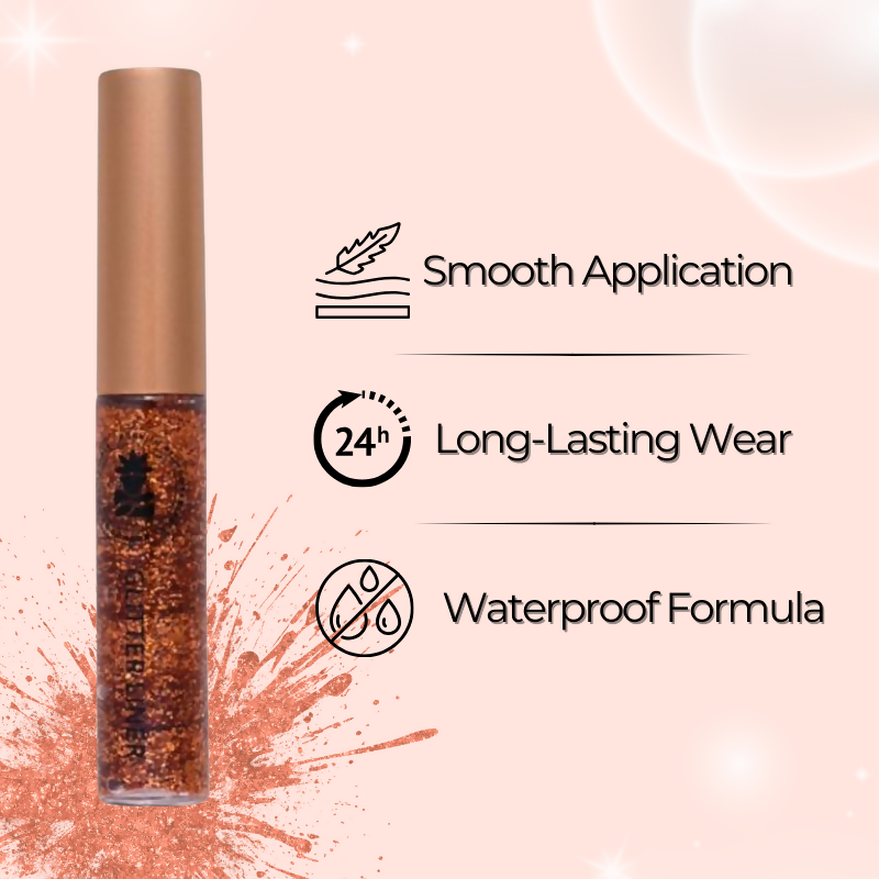 BOBI Glitter Eyeliner Orange Diamond Sparkle Finish