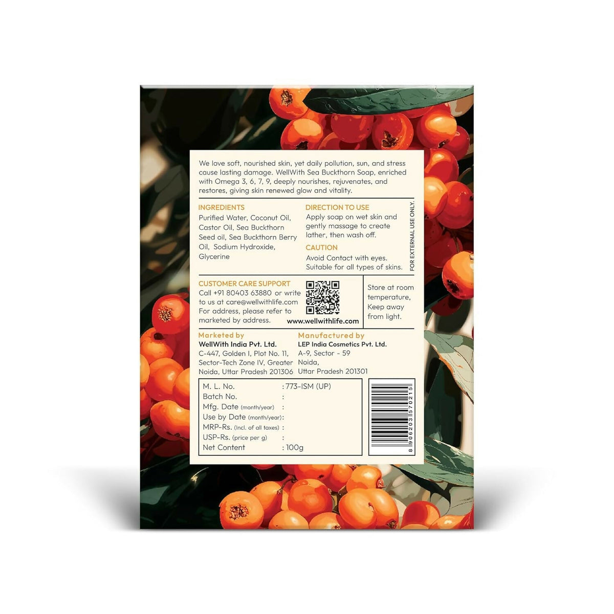 Wellwith Sea Buckthorn Natural Soap