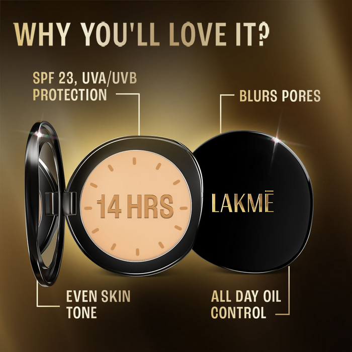 Lakme Ultimate Glam Compact, Skin Lightening Compact Powder - Golden Sand 03