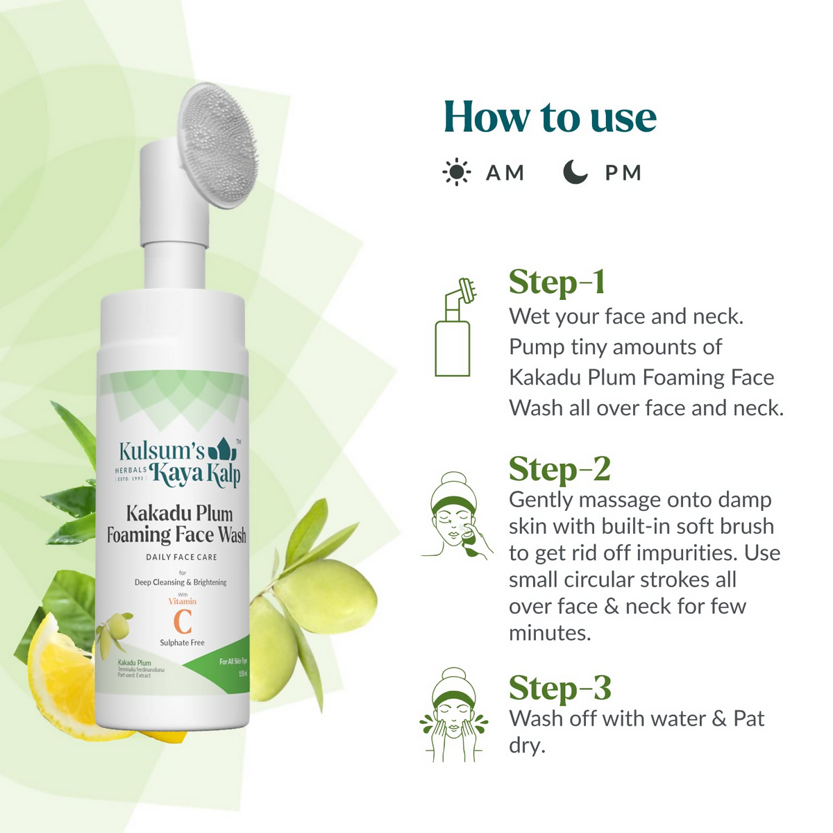 Kulsum's Kaya Kalp Kakadu Plum Foaming Face Wash For Deep Cleansing & Brightening