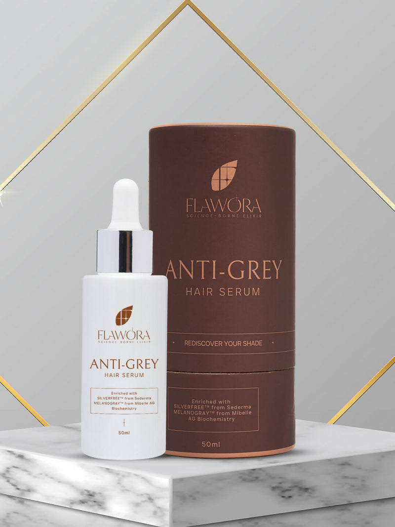Flawora Anti-Grey Hair Serum For Reversing Grey Hair & D-Tan Lotion For Pigmentation Tan Removal 
