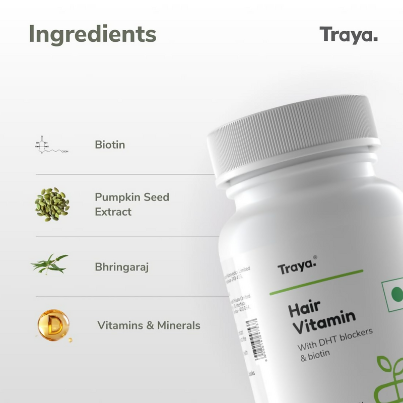 Traya Hair Vitamins with Biotin and Bhringraj Capsules