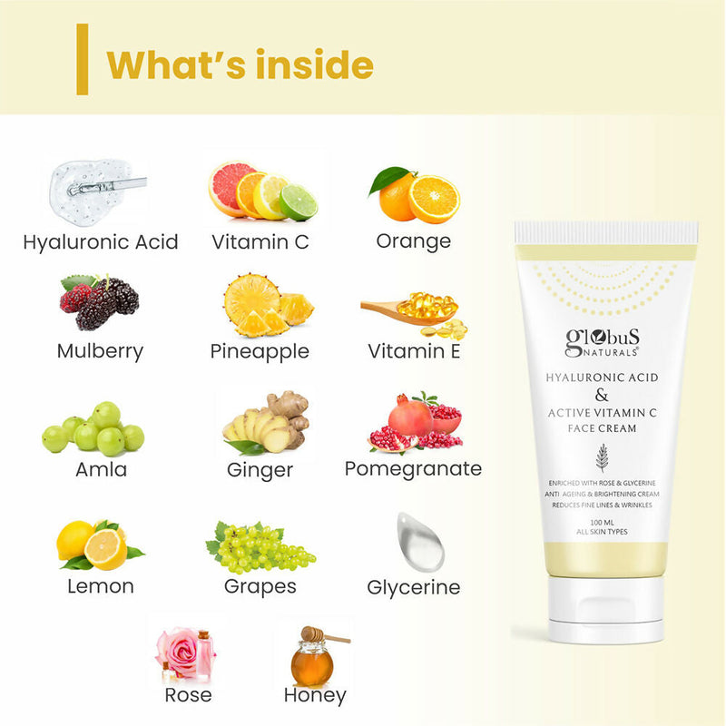 Globus Naturals Hyaluronic Acid & Vitamin C Anti Ageing Face Cream