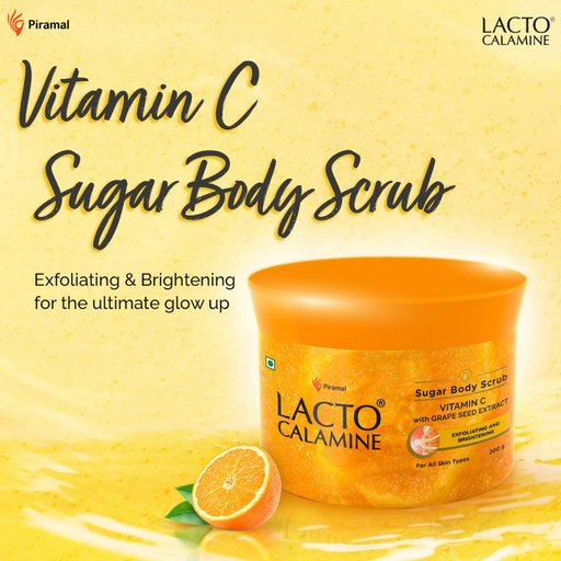 Lacto Calamine Vitamin C Sugar Body Scrub, Mild Exfoliation+Glowing Skin Scrub