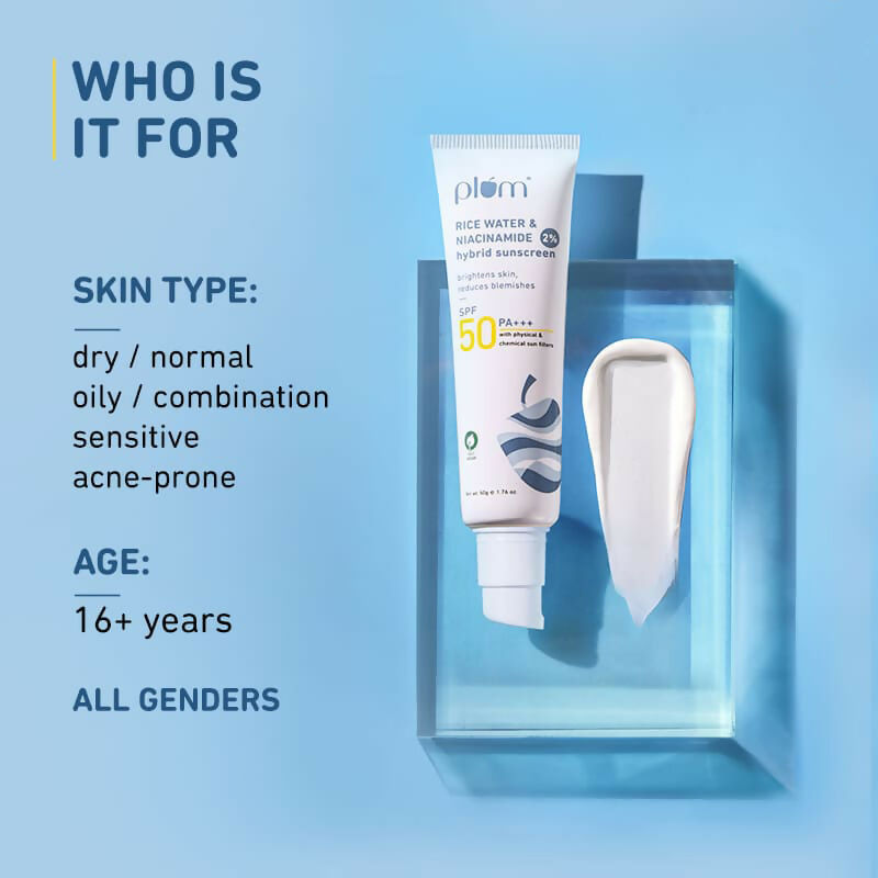 Plum 2% Niacinamide Sunscreen SPF 50 PA+++ UVA/B - Reduces Tan, No White Cast, Dermat Tested