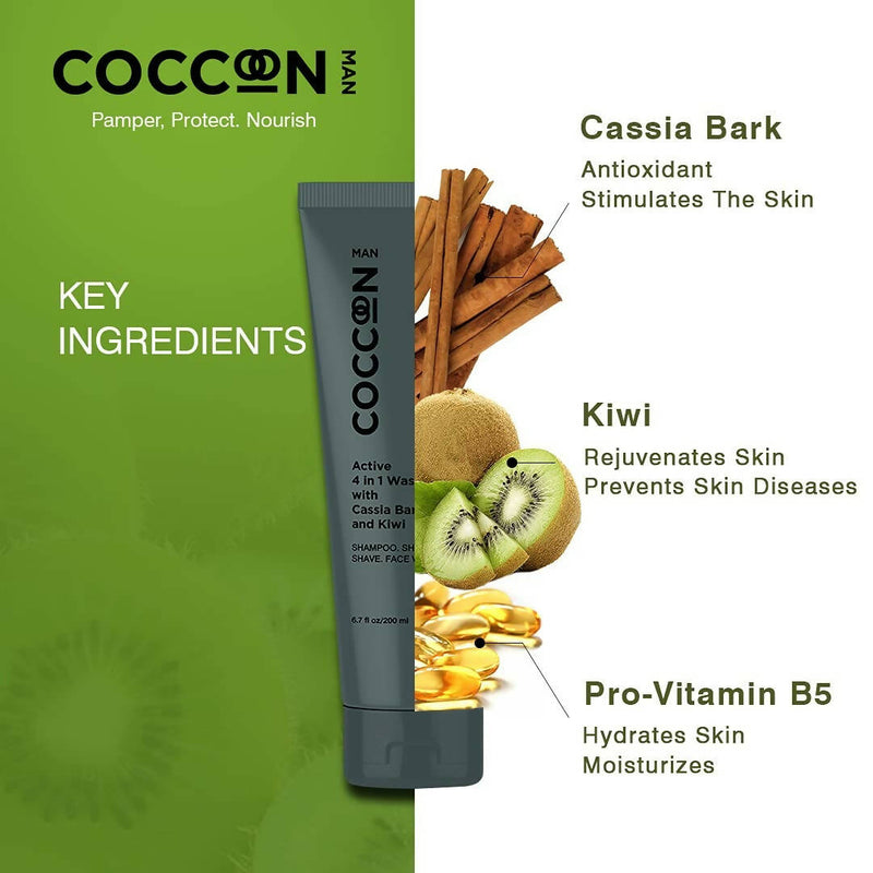 Coccoon Man Active 4 In 1 Wash With Cassia Bark & Kiwi