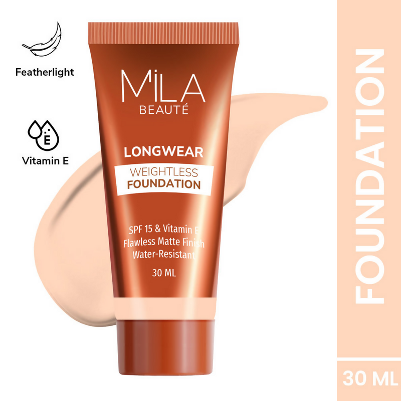 Mila Beaute Longwear Weightless Matte Finish Foundation with SPF 15 - Ivory