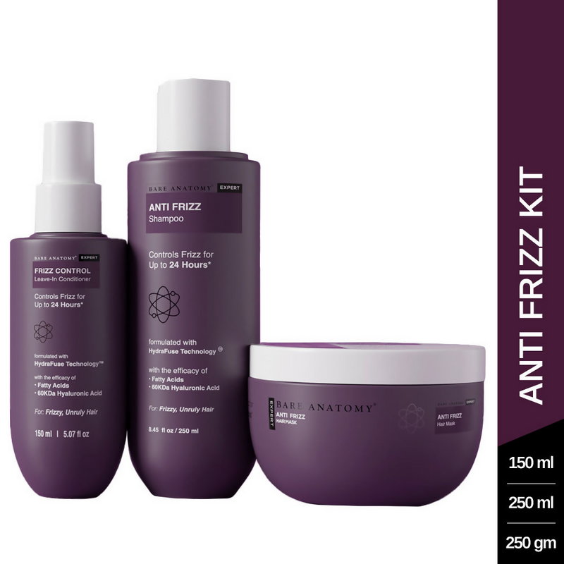 Bare Anatomy Anti Frizz Regime With Shampoo, Hair Mask & Leave In Conditioner
