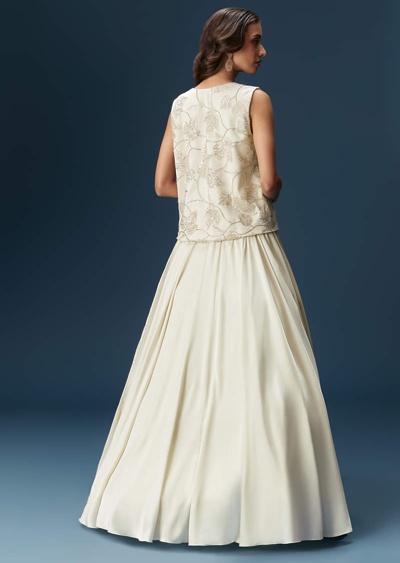 White Lehenga With Embroidered Jacket