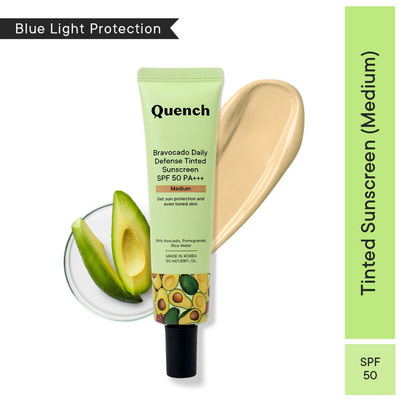 Quench Vitamin E Tinted SPF 50 Sunscreen PA+++ with both Mineral & Chemical Actives (Medium)