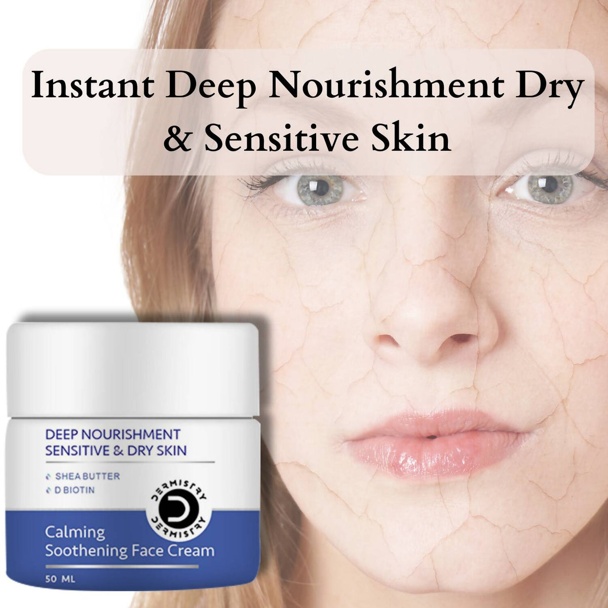 Dermistry Sensitive & Dry Skin Calming Body Milk Lotion & Calming Soothening Face Cream