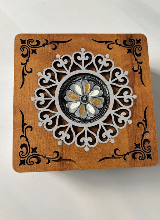 Wood estate Wooden Decor Boxes, Gift Boxes For Home Small Return Gifts Box Empty Container For Dry Fruits Return Gift (Pack Of 2)