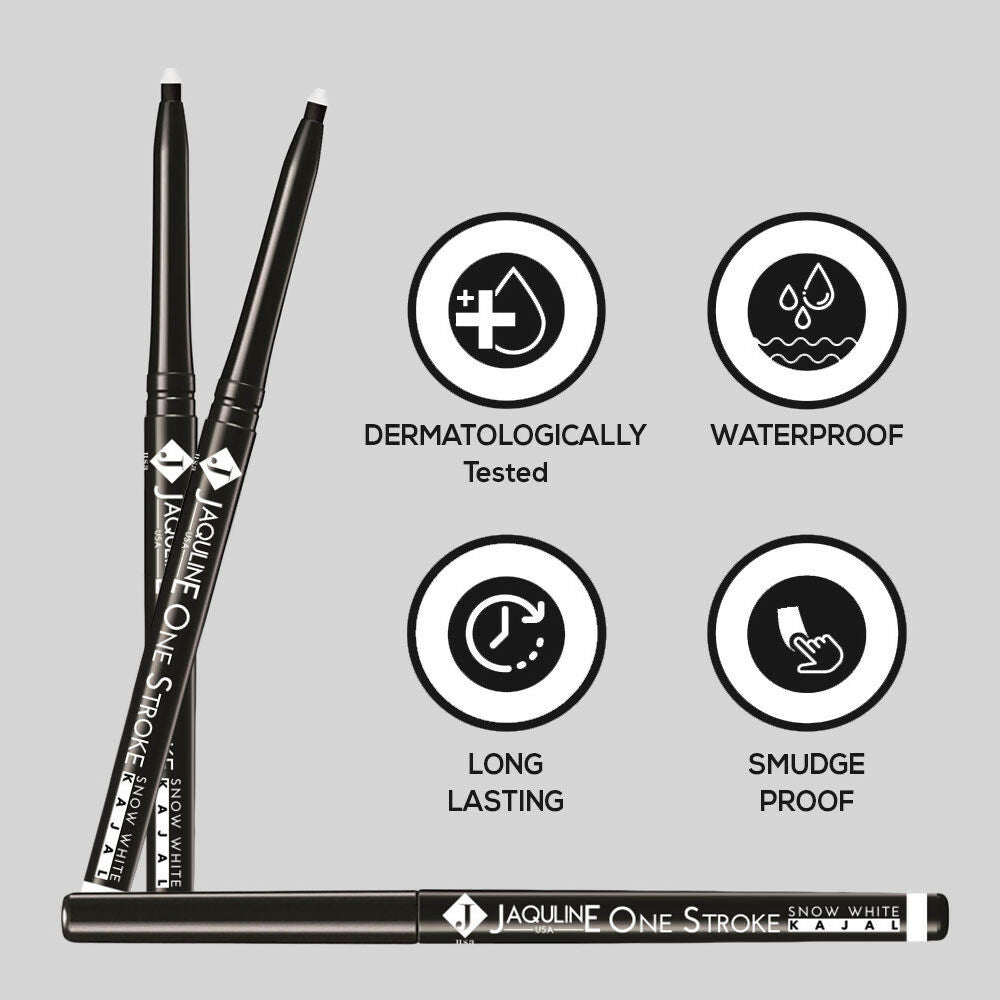 Jaquline USA One Kajal Snow White | Waterproof White Eyeliner | Brightening | Long-lasting