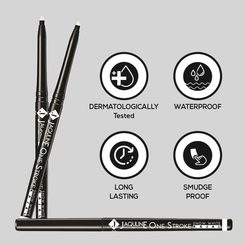 Jaquline USA One Kajal Snow White | Waterproof White Eyeliner | Brightening | Long-lasting