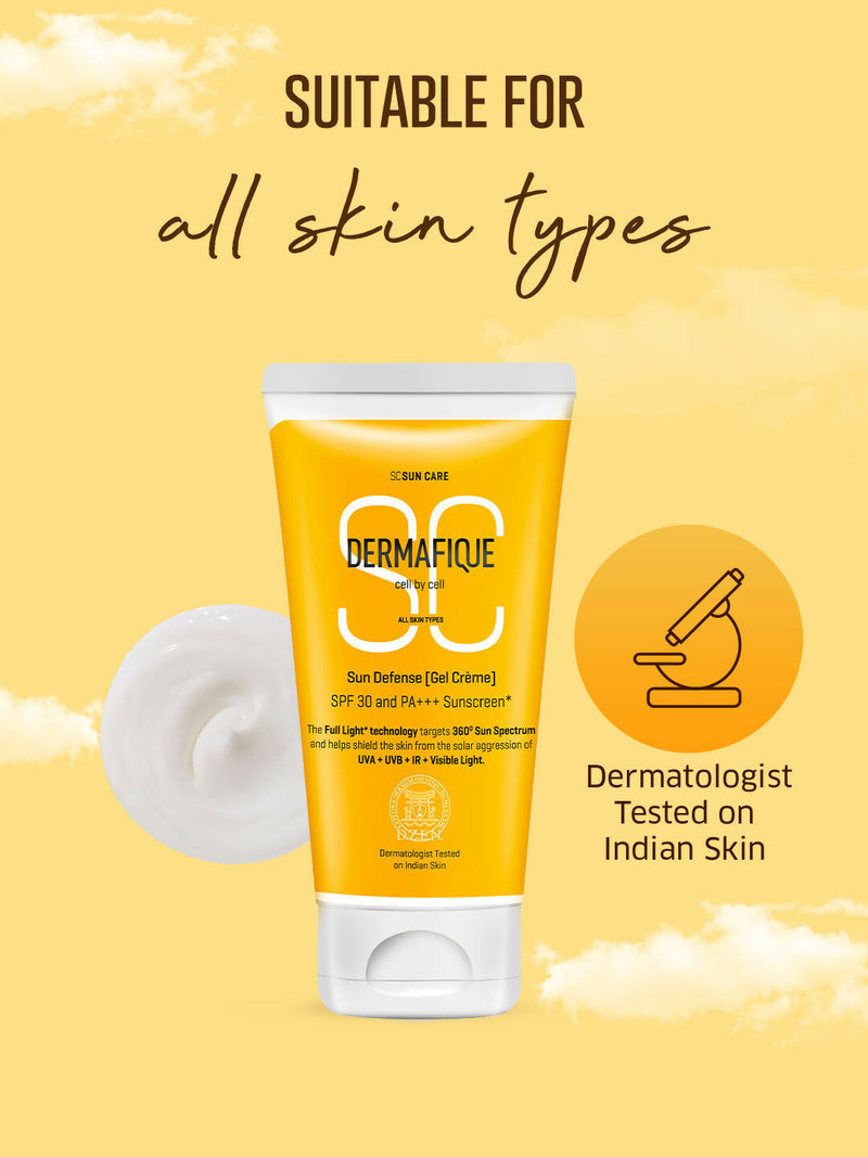 Dermafique Sun Defense Gel Creme SPF 30 Sunscreen, Prevents Tanning And Pigmentation